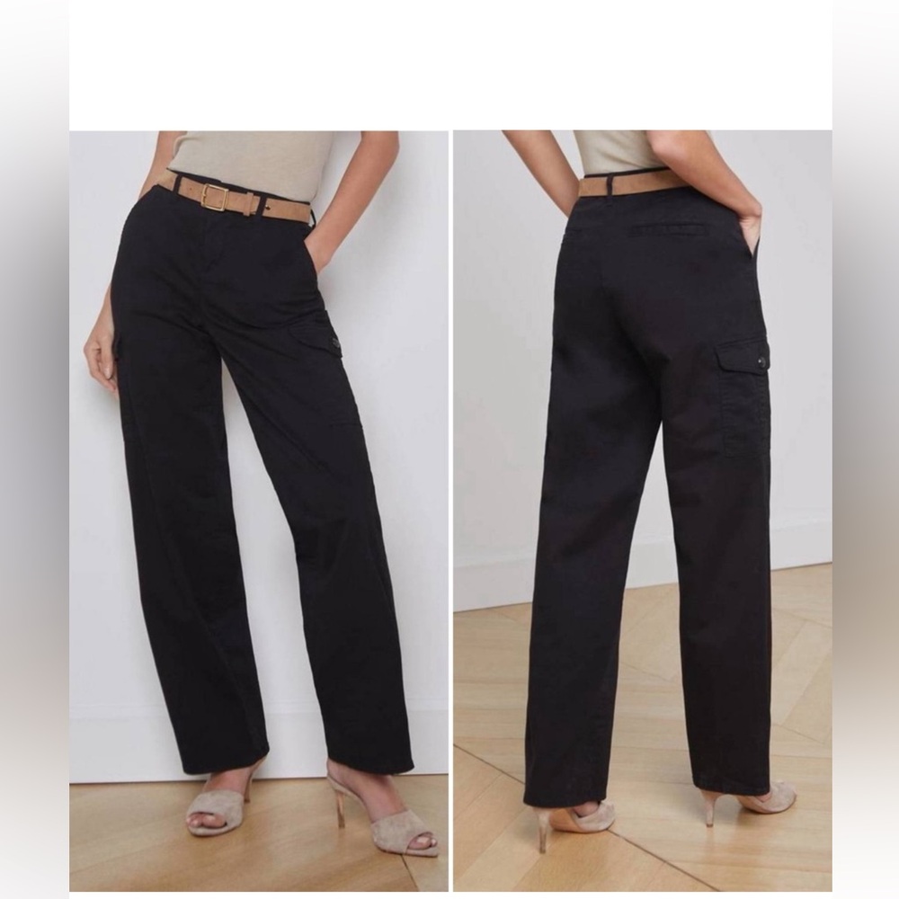 L'AGENCE Black Wide Leg Cargo Pants